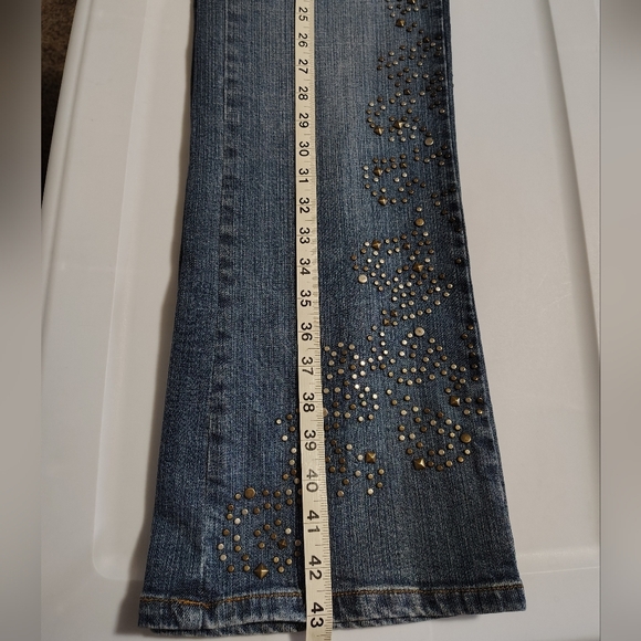 Coldwater Creek women's denim jeans,straight leg,high rise, studs,sz 10,Boho. - Picture 14 of 16
